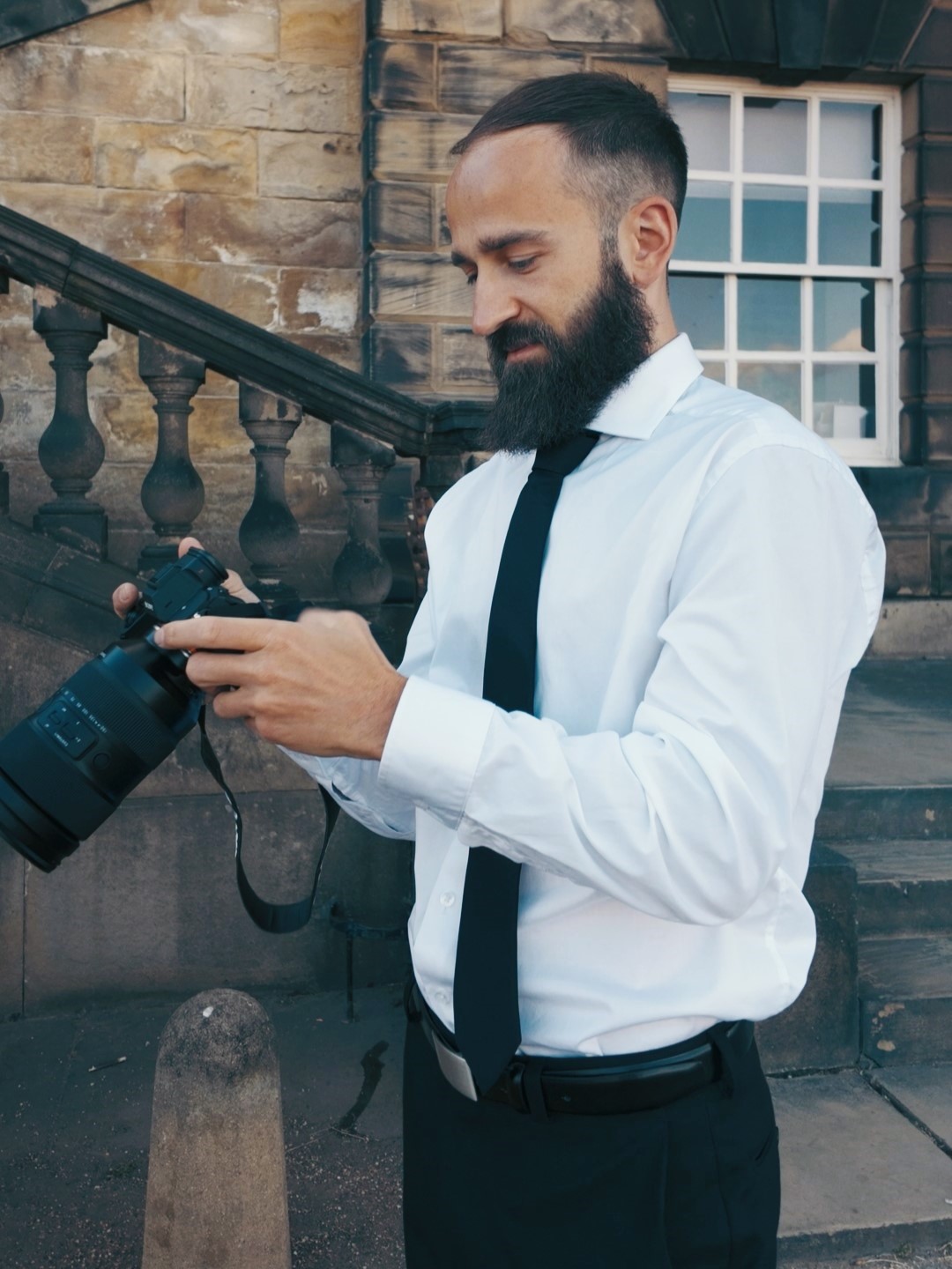 Cinematic wedding film moment