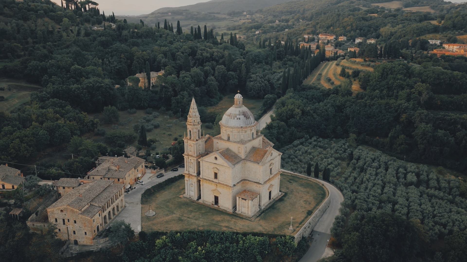 Professional drone videography and aerial footage of Tempio di San Biagio by LatoFilms - Barnsley, South Yorkshire