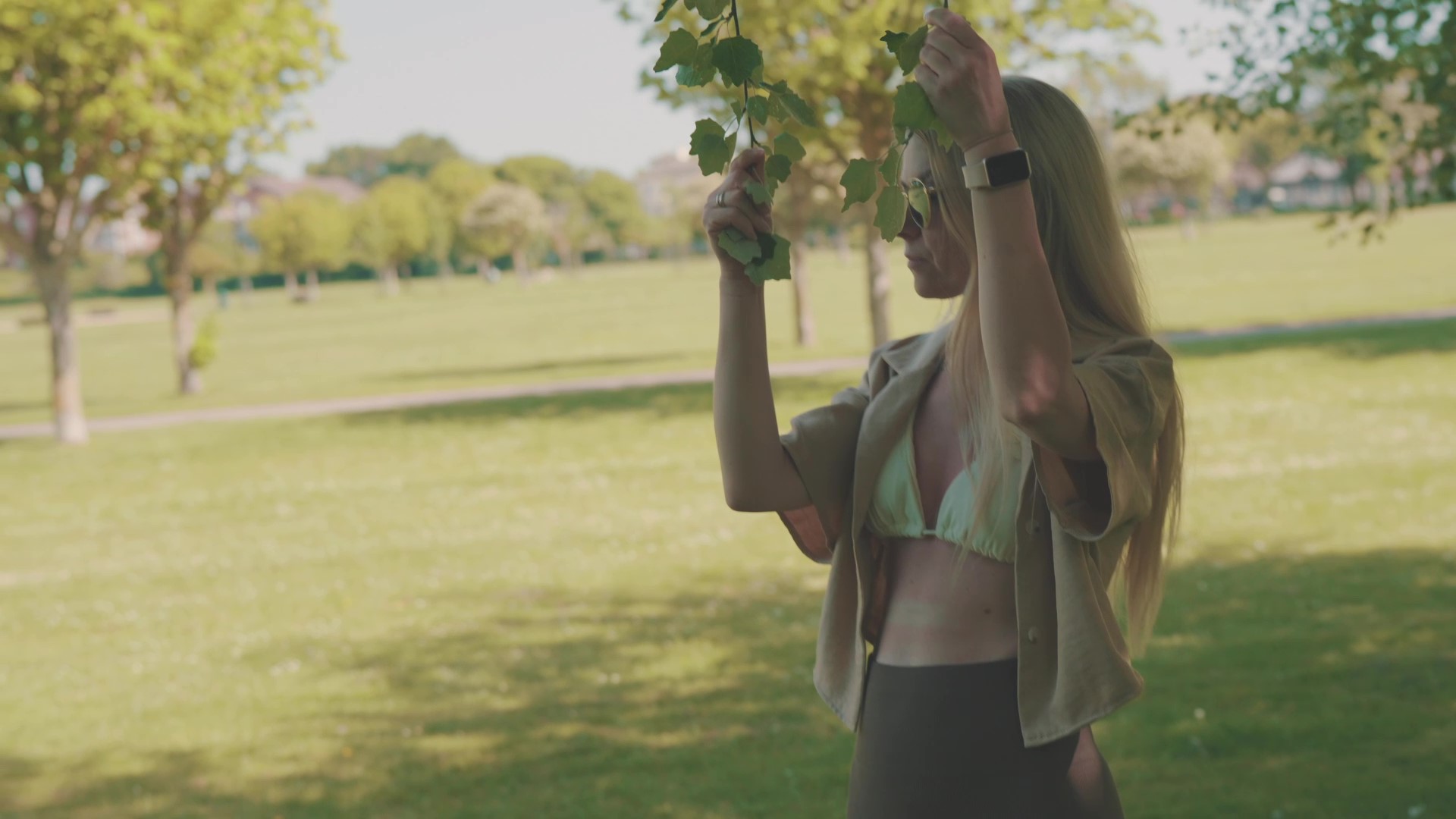 Female model session in Victoria Park in Southport in spring heatwave, filmed in cinematic style by LatoFilms Barnsley, South Yorkshire
